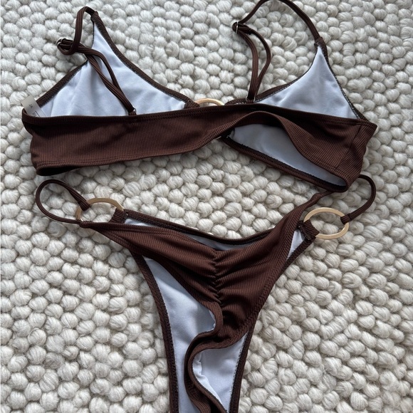 SHEIN Brown Classic Bikini Set with Knotted Detail - Picture 2 of 3